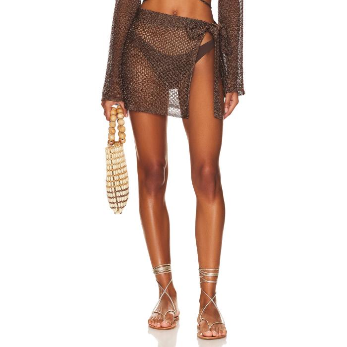 House Of Harlow 1960 【 X Revolve Sana Metallic Open Stitch Tie Skirt Women Bronze 】 ネクタイ ..