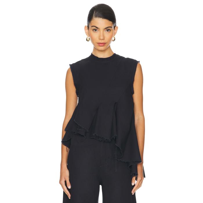 Marques ' Almeida 【 Sleeveless Top With Asymmetric Flounce Hem Women 】 Sleeveless ノンスリーブ レディースファッション トップス その他 レディース