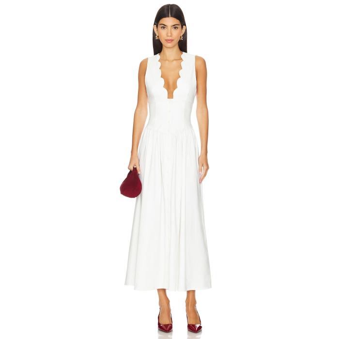 Weworewhat 【 Button Front Scallop Dress Women 】 ドレス レディースファッション ドレス レディース