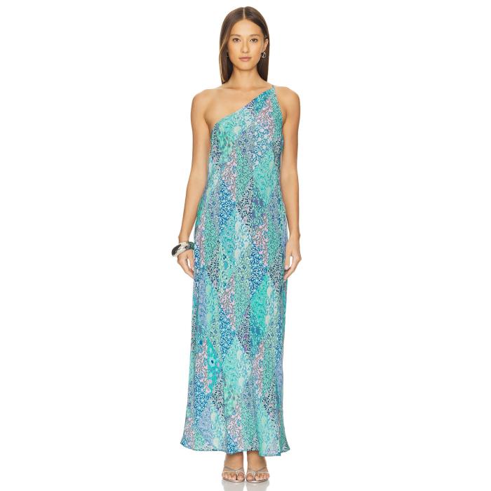 Rixo 【 Doutzen Dress Women Patchwork Blue 】 ドレス レディースファッション ドレス レディース 青..