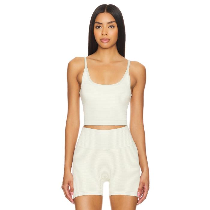 Wellbeing + Beingwell 【 Stretchwell Yarrow Tank Women Alfalfa Green Stripe 】 タンクトップ スポ..