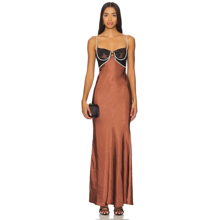 Self-Portrait 【 Satin Diamante Maxi Dress Women 】 サテン ドレス レディースファッション ドレス レディース