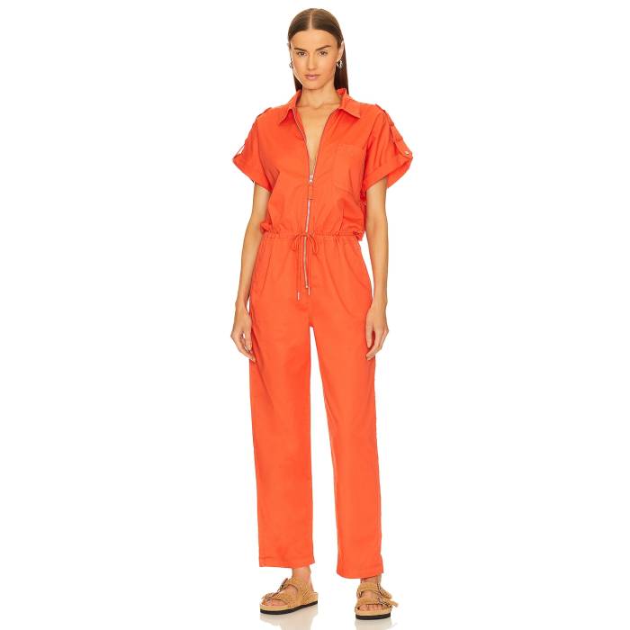 Pistola 【 Jordan Short Sleeve Zip Front Jumpsuit Women 】 Sleeve スリーブ ジャンプスーツ レディースファッション オールインワン サロペット レディース