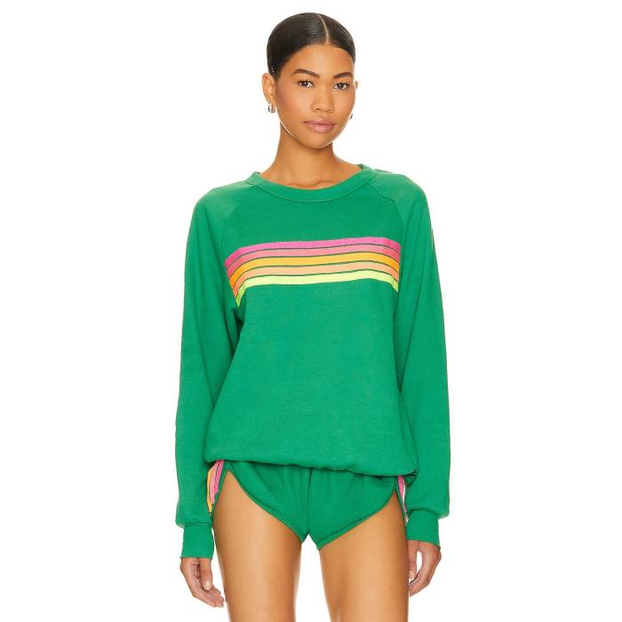 Aviator Nation 【 X Revolve 5 Stripe Crew Sweatshirt Women 】 Stripe ストライプ クルー スウェット トレーナー レディースファッション トップス スウェット トレーナー レディース