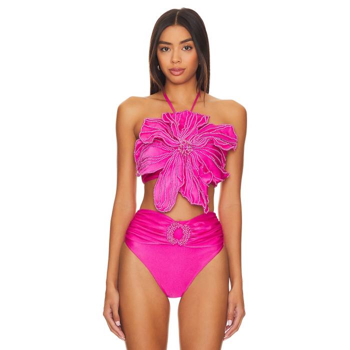 Patbo 【 X Alessandra Ambrioso Beaded Flower Bikini Top Women 】 レディースファッション 水着 レディース