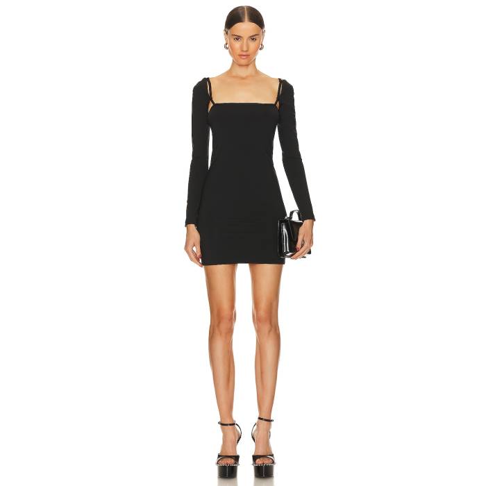 アレキサンダーワン Alexander Wang 【 Long Sleeve Mini Dress With Logo And Elastic Straps Women 】 Sleeve スリーブ ドレス ロゴ レディースファッション ドレス レディース