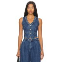 Damson Madder 【 Vintage Wash Isla Denim Waistcoat Women 】 vintage ビンテージ・ヴィンテージ デニム ベスト ジレ レディースファッション トップス タンクトップ レディース(4)