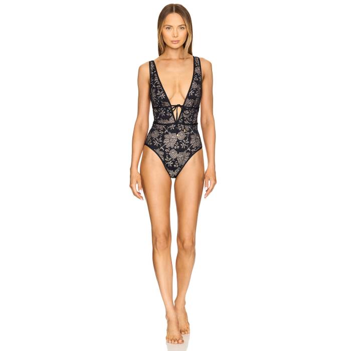 ジマーマン Zimmermann 【 Tallow Lace Plunge One Piece Women Black 】 レディースファッション 水着 レディース 黒色 ブラック