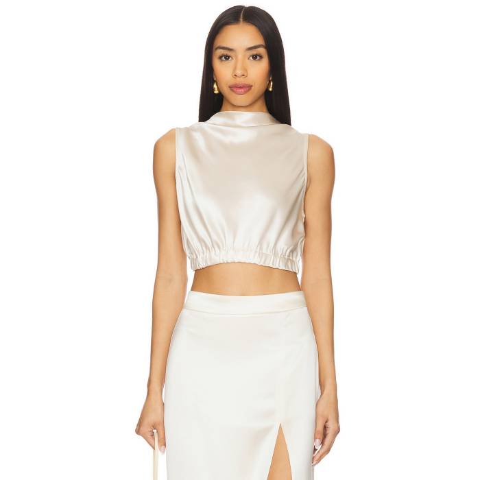 Nonchalant Label 【 Reese Crop Top Women Champagne 】 Crop クロップ レディースファッション トップス ベアトップ チューブトップ レディース