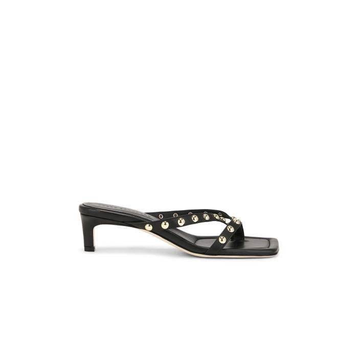 Freda Salvador 【 Elaine Sandal Women Black With Gold Studs 】 靴 レディース靴 ミュール レディース 黒色 ブラック ゴールド