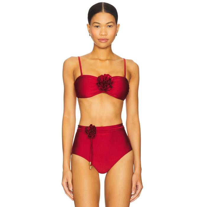 ジマーマン Zimmermann 【 Cascadian Flower Bikini Top Women Dark Red 】 レディースファッション 水着 レディース Red 赤・レッド