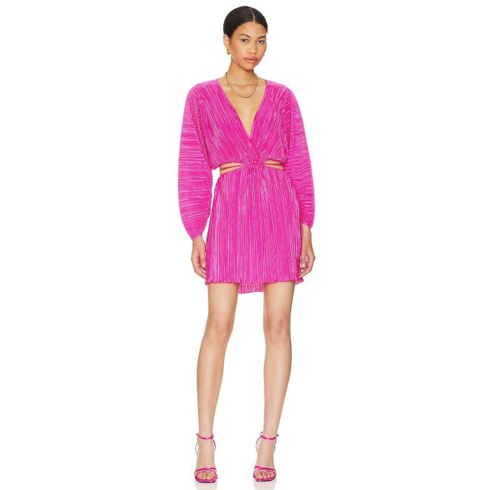 グッドアメリカン Good American 【 Always Fits Plisse Mini Dress Women Fuchsia Pink001 】 ドレス レディースファッション ドレス レディース
