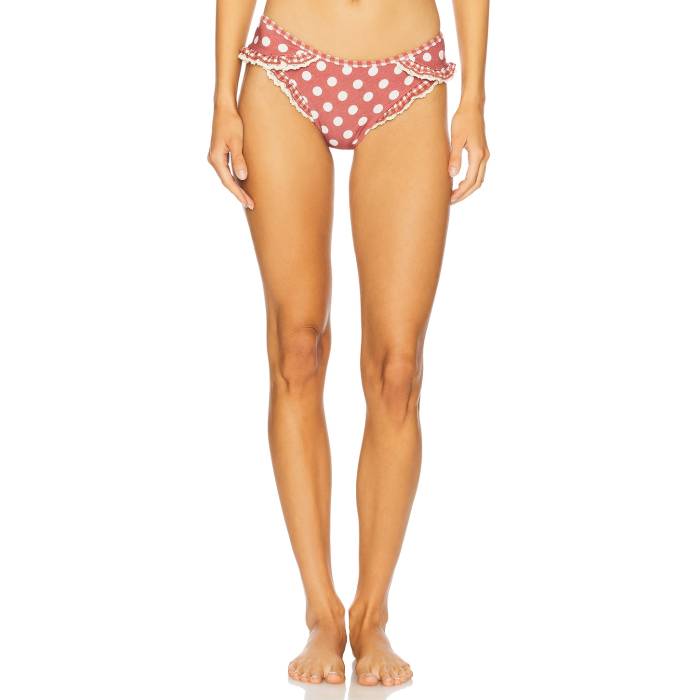 For Love & Lemons 【 Denim Dot Bikini Bottom Women Red 】 デニム ズボン ボトムス レディースファッション 水着 レディース Red 赤・レッド