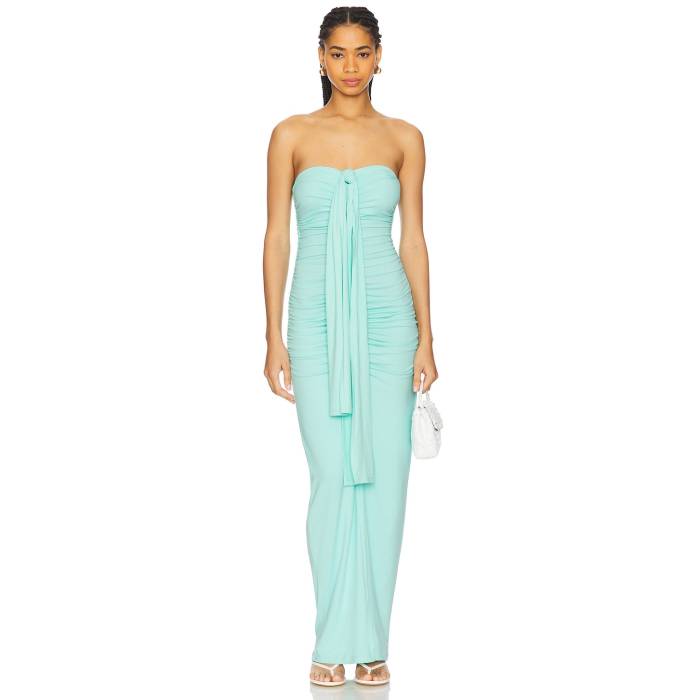 スサナモナコ Susana Monaco 【 Center Gathered Tie With Slit Dress Women Mint Creme 】 ネクタイ ドレス レディースファッション ドレス レディース