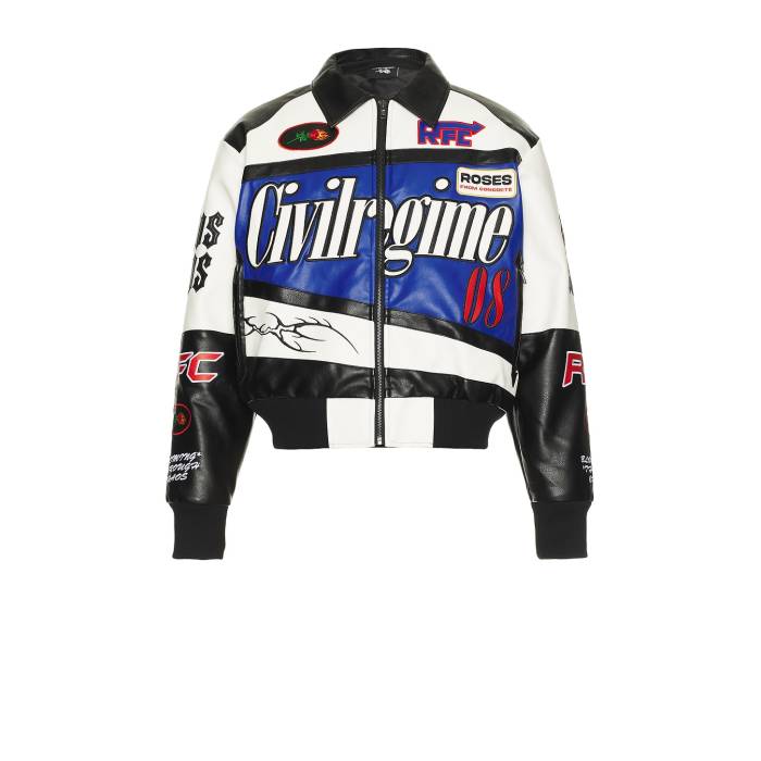 Civil Regime 【 Full Throttle Leather Racing Jacket Men Black, Blue, & Butter 】 レザー Jacket ..