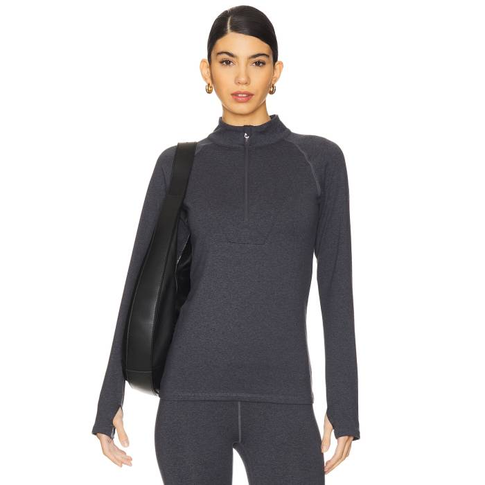 バーリー Varley 【 Always Warm Base Layer Half Zip Top Women Black Marl 】 ウォーム ハーフ レデ..