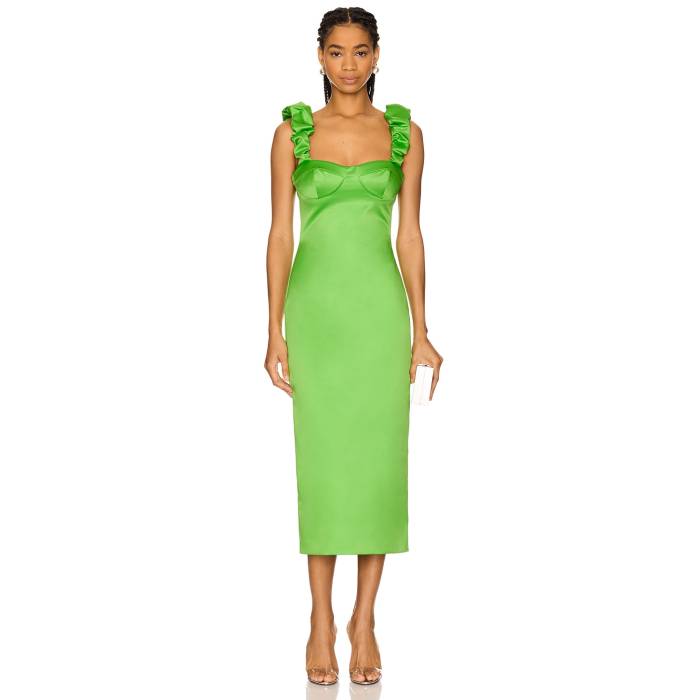 Moschino Jeans 【 Sleeveless Midi Dress Women Green 】 Sleeveless ノンスリーブ ドレス レディースファッション ドレス レディース green 緑・グリーン