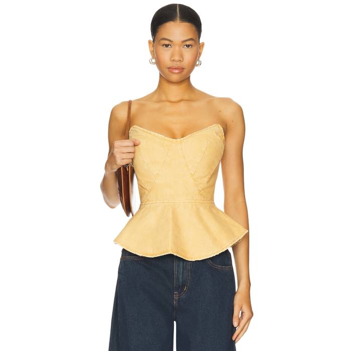 Afrm 【 The Princess Peplum Top Women Beige Khaki 】 プリンセス レディースファッション トップス ..