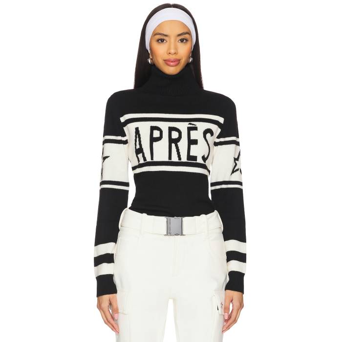 パーフェクト・モーメント Perfect Moment 【 Apres Sweater Women Black & Antique White & Toffee 】 トレーナー レディースファッション トップス スウェット トレーナー レディース 黒色 ブラック 白色 ホワ