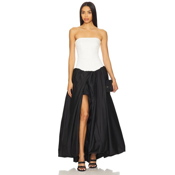 Aje 【 Violette Bubble Hem Maxi Dress Women Ivory &Amp; Black 】 バブル ドレス レディース アイボリー 黒色 ブラック