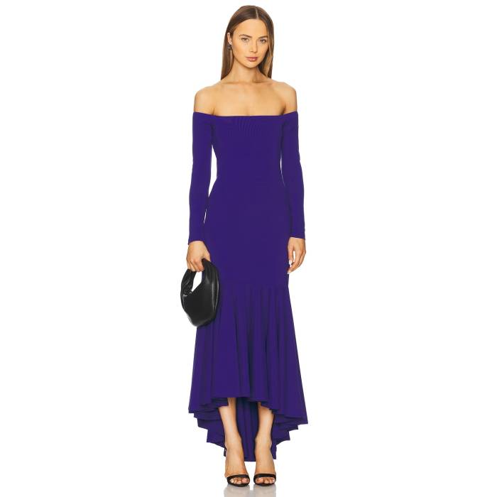 �����ʥ�ʥ� Susana Monaco �� Off Shoulder Long Sleeve High Low Dress Women Frozen Lake �� Sleeve ���꡼�� �ϥ� �ɥ쥹 ��ǥ������ե��å���� �ɥ쥹 ��ǥ�����