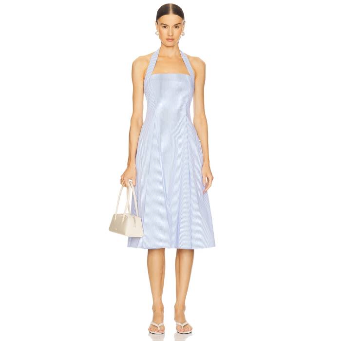 L'academie 【 By Marianna Skye Midi Dress Women Blue Stripe 】 ドレス レディースファッション ドレス レディース 青色 ブルー Str..