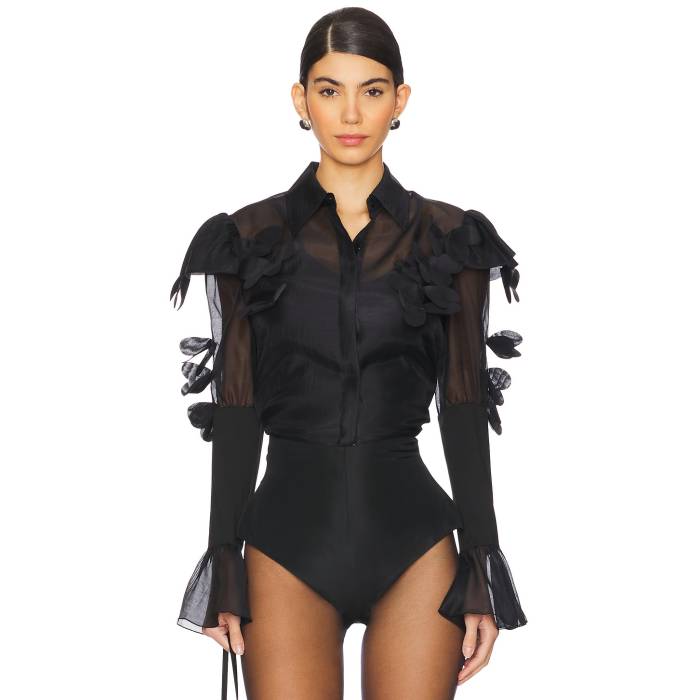Susan Fang 【 Laser Cut Flower Shirt Women Black 】 Laser レーザー レディースファッション トップス その他 レディース 黒色 ブラック