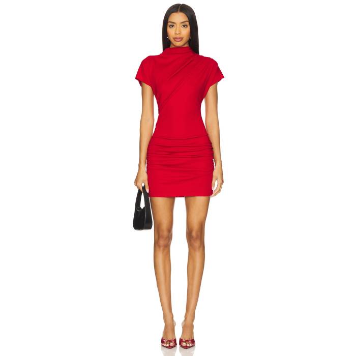 Line & Dot 【 X Revolve Archer Draped Mini Dress Women Red 】 ドレス レディースファッション ドレス レディース Red 赤・レッド