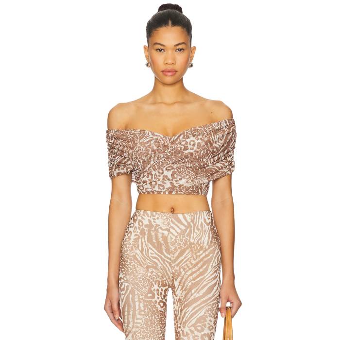 Afrm 【 Fabiola Top Women Taupe Animal 】 レディースファッション トップス その他 レディース