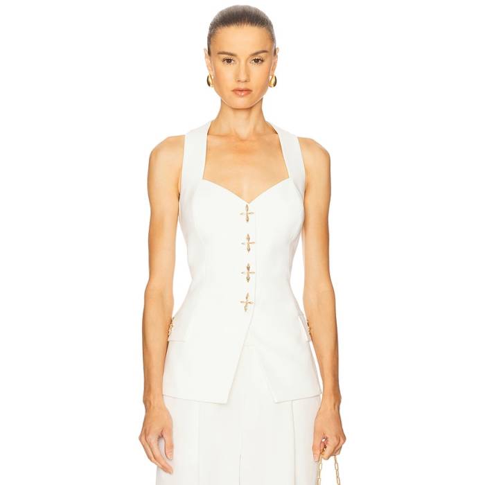 Nadine Merabi 【 Zoe Waistcoat Women White 】 ベスト ジレ レディース 白色 ホワイト