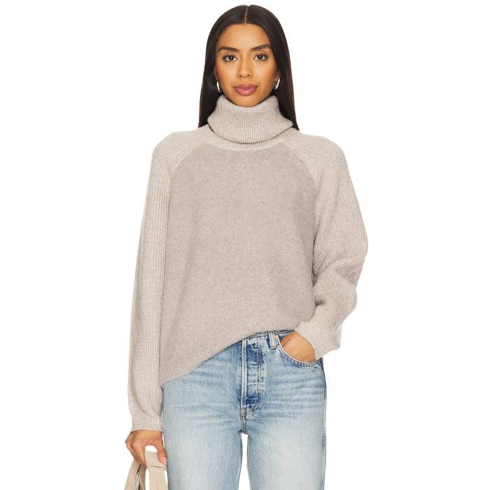 525 【 Mckenzie Mixed Media Removable Collar Pullover Women Taupe Heather 】 レディースファッシ..