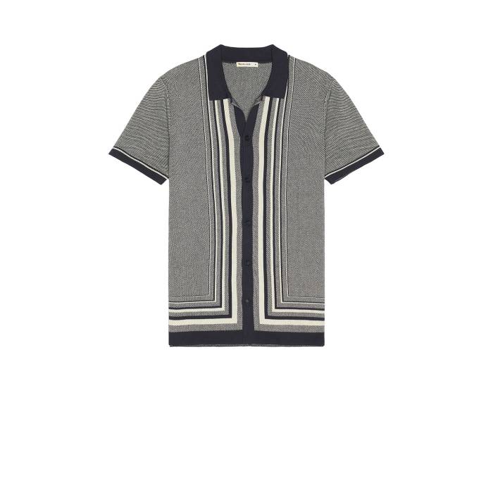 Marine Layer 【 Ethan Sweater Button Down Shirt Men India Ink & Oatmeal 】 トレーナー ダウン メ..