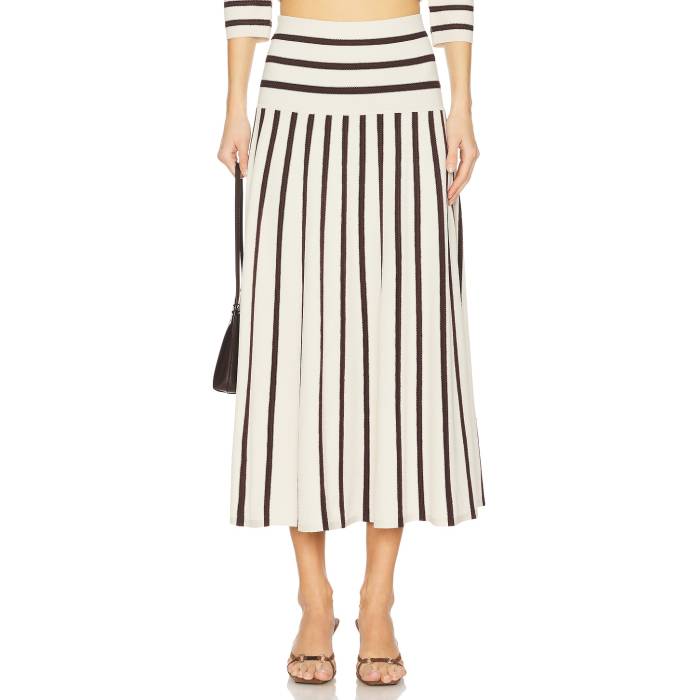ジマーマン Zimmermann 【 Illuminate Stripe Midi Skirt Women Cream & Chocolate 】 Stripe ストライプ レディースファッション ボトムス スカート レディース クリーム