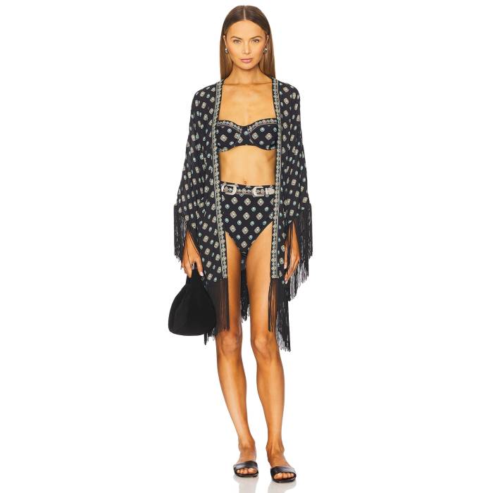 L'agence 【 Caterina Kimono Women Black 】 レディースファッション 水着 レディース 黒色 ブラック