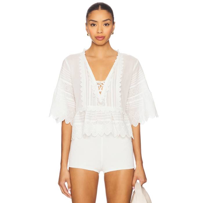Loveshackfancy 【 Lucce Top Women Optic White 】 レディースファッション トップス シャツ ブラウス レディース 白色 ホワイト