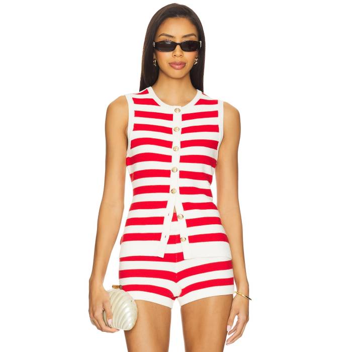 ショウミーユアムームー Show Me Your Mumu  タンクトップ レディース Red 赤・レッド Stripe ストライプ