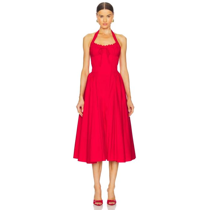 Line & Dot 【 Abbott Halter Midi Dress Women Red 】 ドレス レディースファッション ドレス レディース Red 赤・レッド