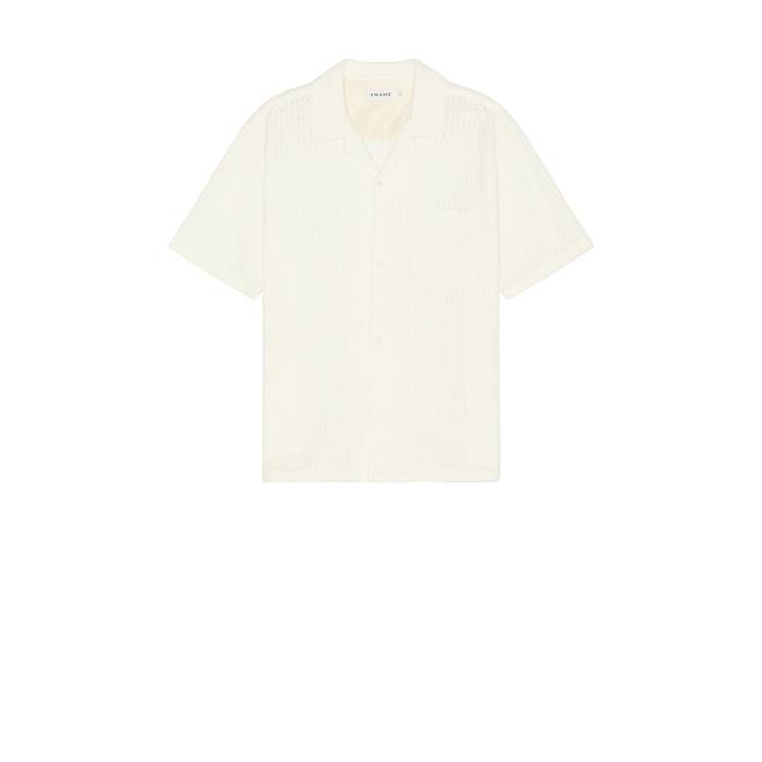 フレーム Frame 【 Open Weave Shirt Men Cream 】 メンズファッション トップス カジュアルシャツ メ..