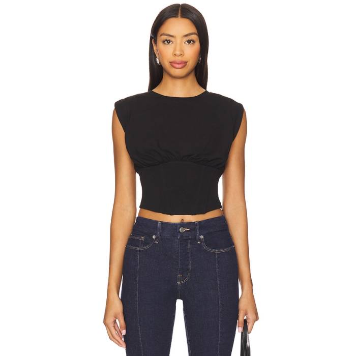 樂天商城 - グッドアメリカン Good American 【 Sleeveless Corset Top Women Black001 】 Sleeveless ノンスリーブ レディース