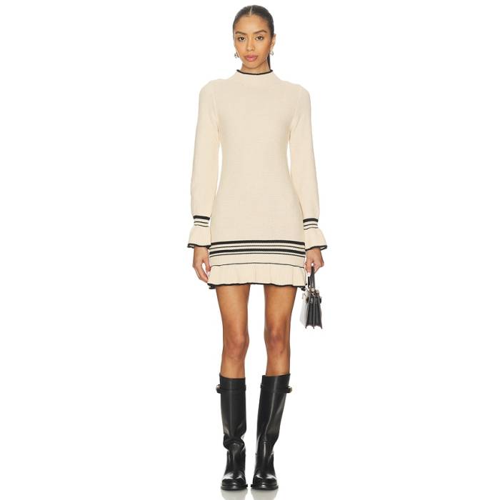 ミンクピンク Minkpink 【 Mountain Knit Mini Dress Women Oat &Amp; Black 】 ニット ドレス レディース 黒色 ブラック
