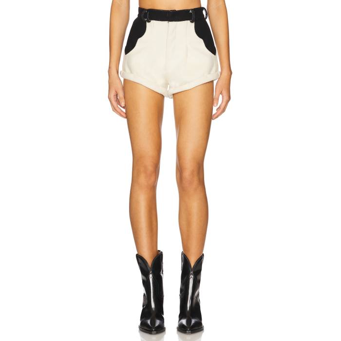Understated Leather 【 X Revolve Love Story Short Women Black & Cream 】 レディースファッション ボトムス パンツ レディース 黒色 ブラック クリーム