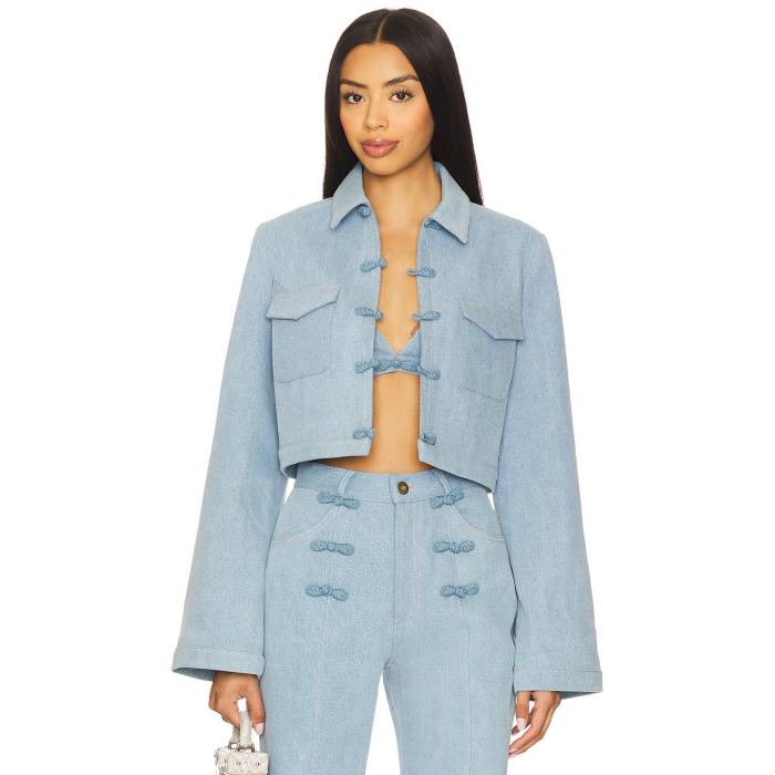 Sau Lee 【 Bambi Denim Jacket Women Light Denim 】 デニム Jacket ジャケット レディースファッション コート ジャケット レディース デニム