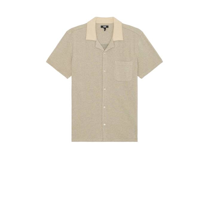 ペイジ Paige 【 Oliver Short Sleeve Shirt Men Heathered Oatmeal 】 Sleeve スリーブ メンズ