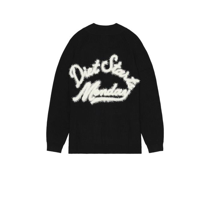 Diet Starts Monday 【 Waffle Knit Pullover Men Black & White 】 ワッフル ニット メンズファッショ..