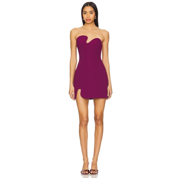 アマンダアプリチャード Amanda Uprichard 【 X Revolve Strapless Puzzle Mini Dress Women Aubergine..