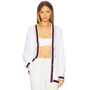 525 【 Janet Varsity Crochet Oversized Cardigan Women Bleach White Multi 】 カーディガン レディースファッション トップス カーディガン ボレロ レディース 白色 ホワイト