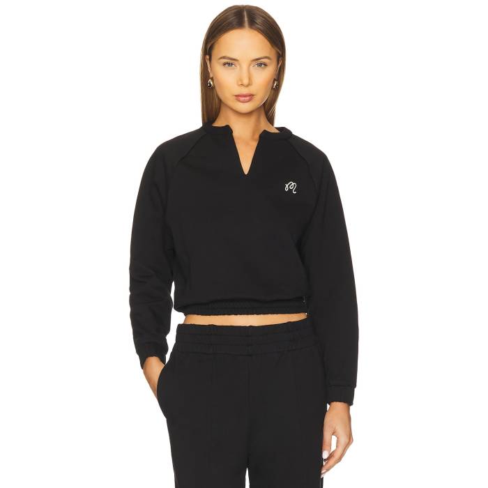 Malbon Golf 【 Gianna Raglan Pullover Sweatshirt Women Black 】 Raglan ラグラン スウェット トレーナー レディースファッション トップス スウェット トレーナー レディース 黒色 ブラック