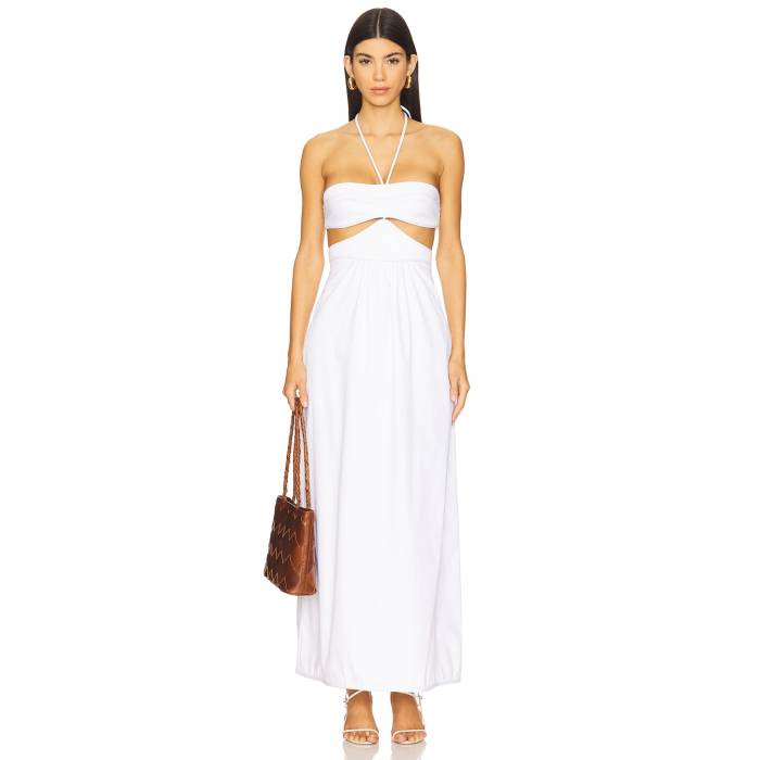 Adriana Degreas 【 Solid Cut-Out Halterneck Long Dress Women Off White 】 ソリッド ドレス レディ..