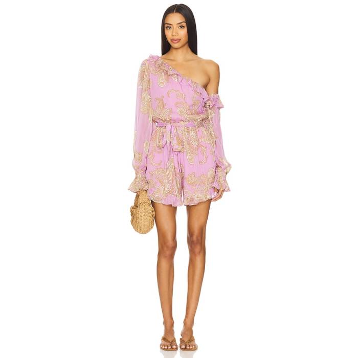 Hemant And Nandita 【 Romper With Tie Up Belt Women Lilac 】 ロンパース ネクタイ ベルト レディース