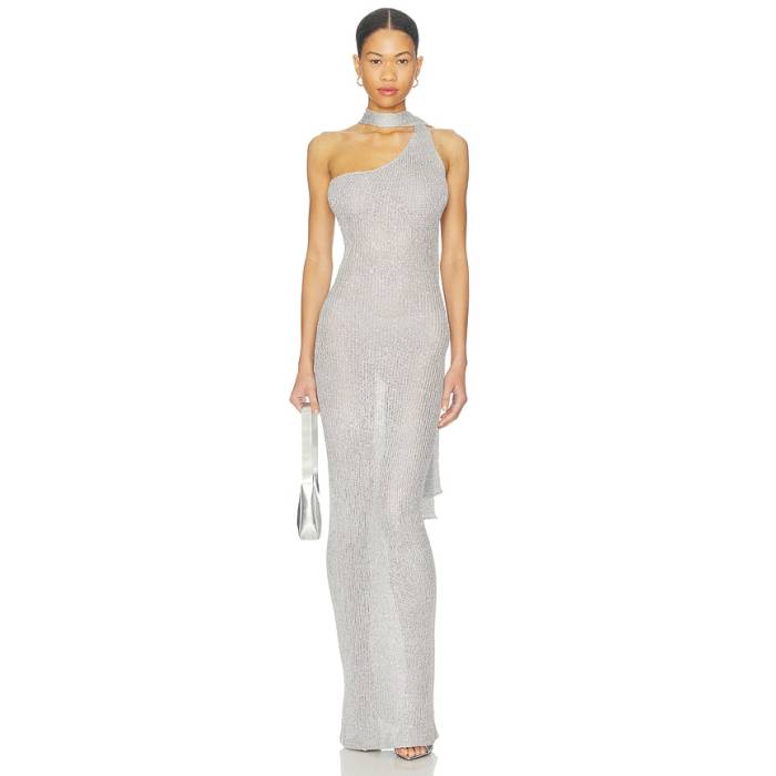 Bananhot 【 Aretha Maxi Dress Women Silver Glitter 】 ドレス レディース Silver 銀色・シルバー